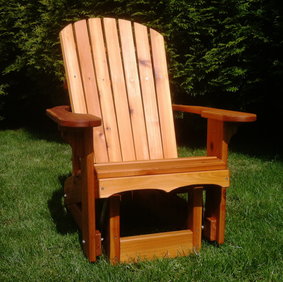 handmade adirondack glider chair front view