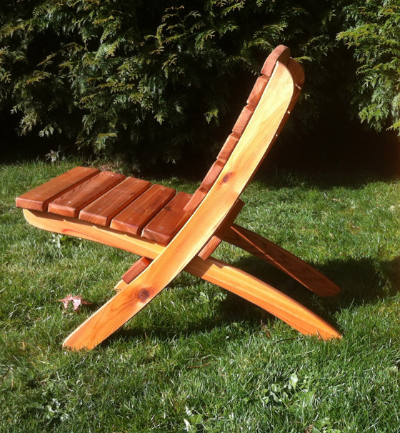 handmade folding camp chair side