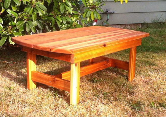 Handcrafted, made in Seattle western cedar rectangular coffee table
