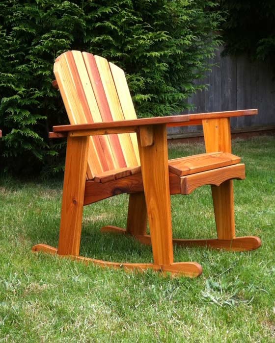 Handcrafted, made in Seattle western cedar garden rocking chair